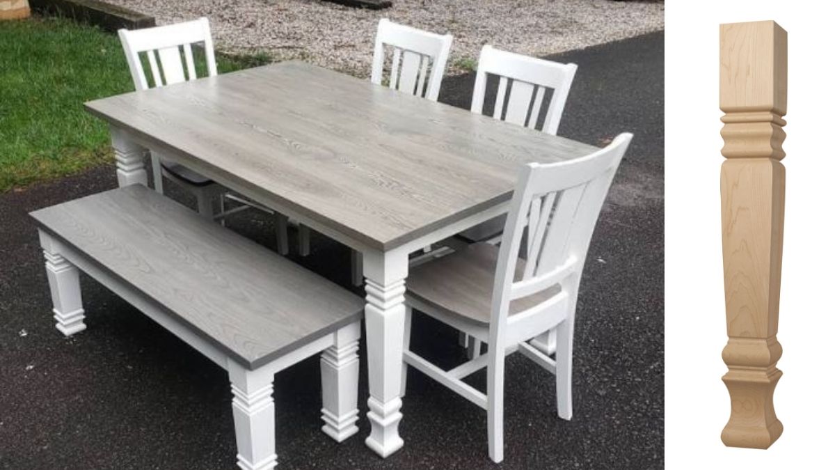 Rustic Farm Table Seats 12 with Matching Farm Benches