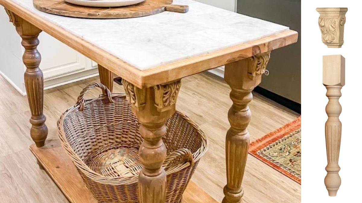 Make an Island with Embellished Dining Legs