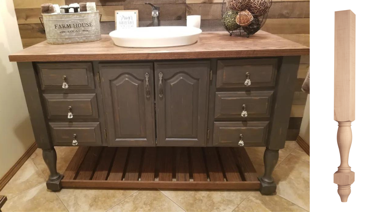 Marshall Island Leg Featured in Farmhouse Vanity Makeover