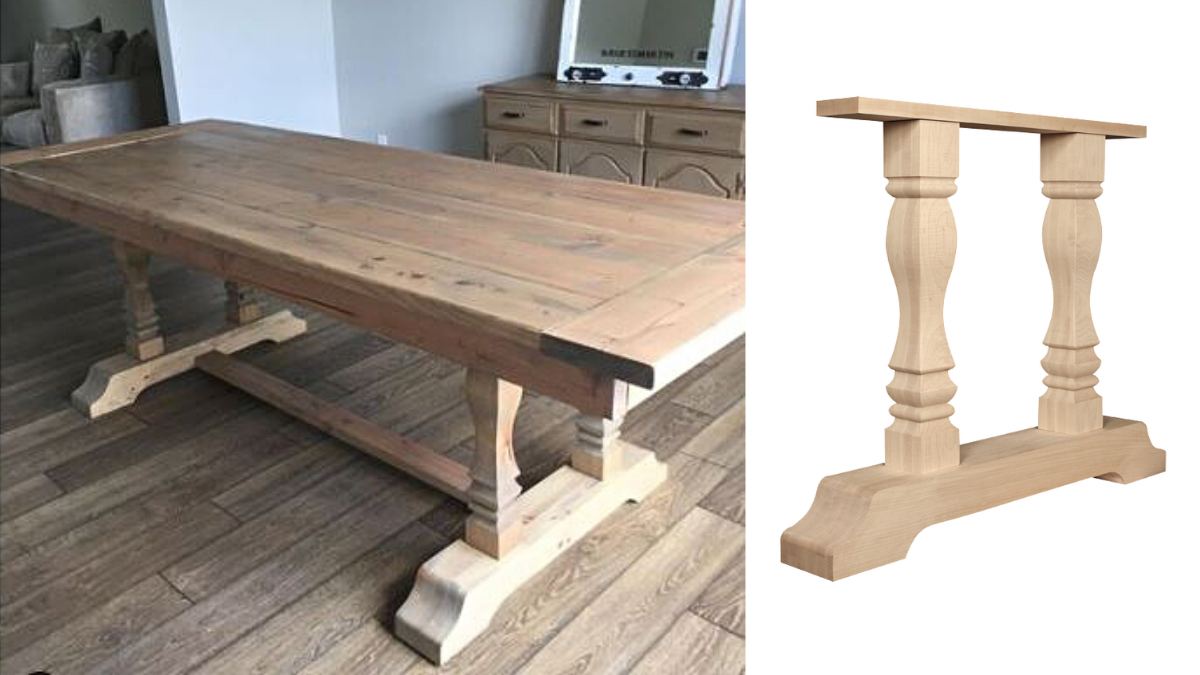 Osborne’s Trestle Legs are the Perfect Support for Large Weathered Oak Table