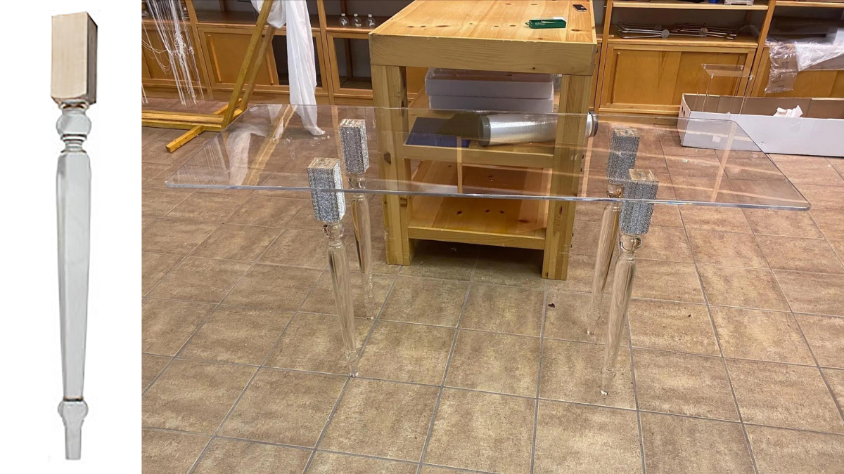 Dream Table Features Glass Top and Acrylic Legs