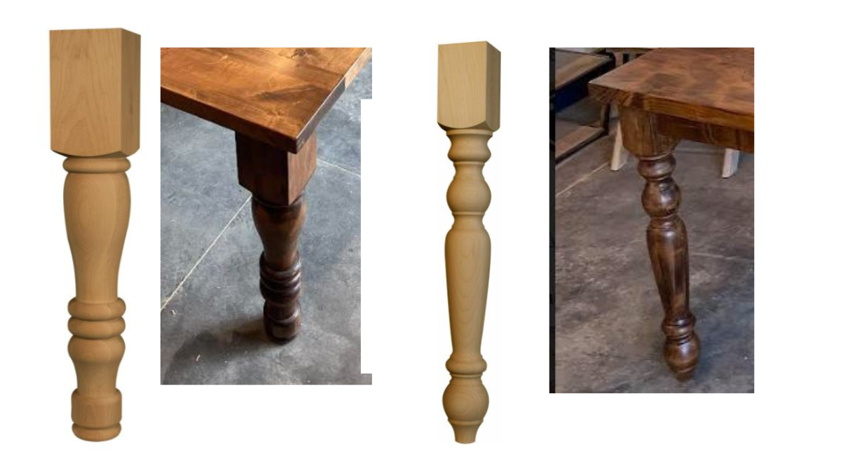 Wood Grain Cottage and Transitional Country Dining Table Legs